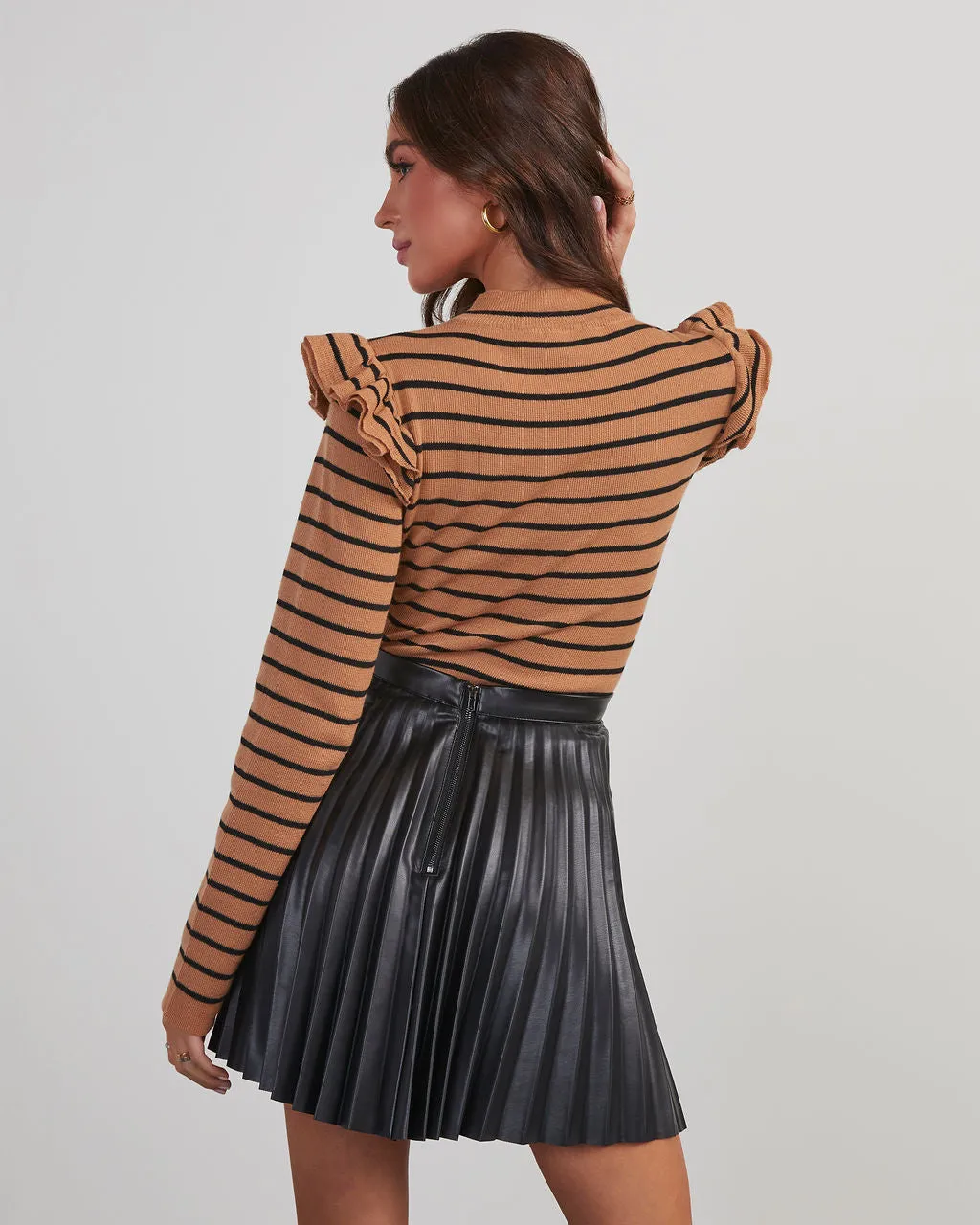 Vixen Pleated Faux Leather Mini Skirt sold by Vici product image thumbnail 4