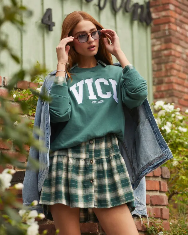 VICI Oversized Crew Neck Sweater - Green sold by Vici