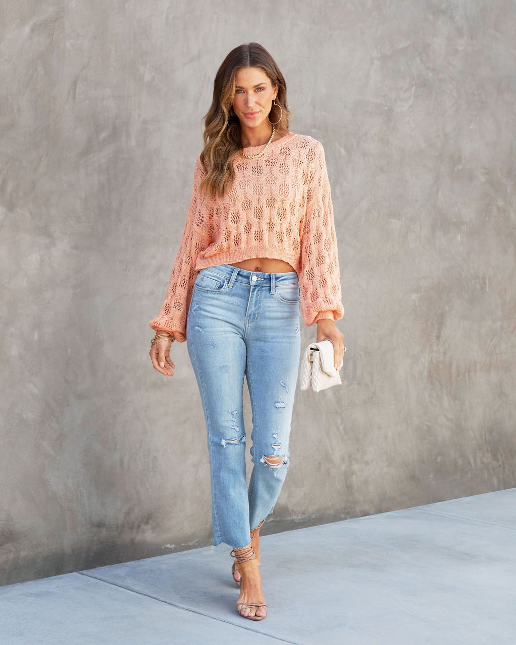 Caroline Knit Crop Sweater - Orange - FINAL SALE sold by Vici product image thumbnail 7