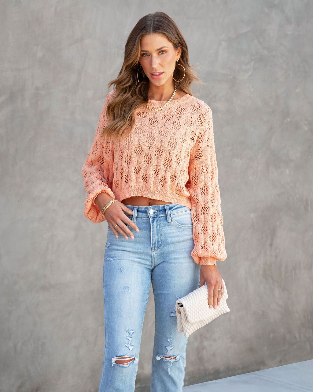 Caroline Knit Crop Sweater - Orange - FINAL SALE sold by Vici product image thumbnail 3