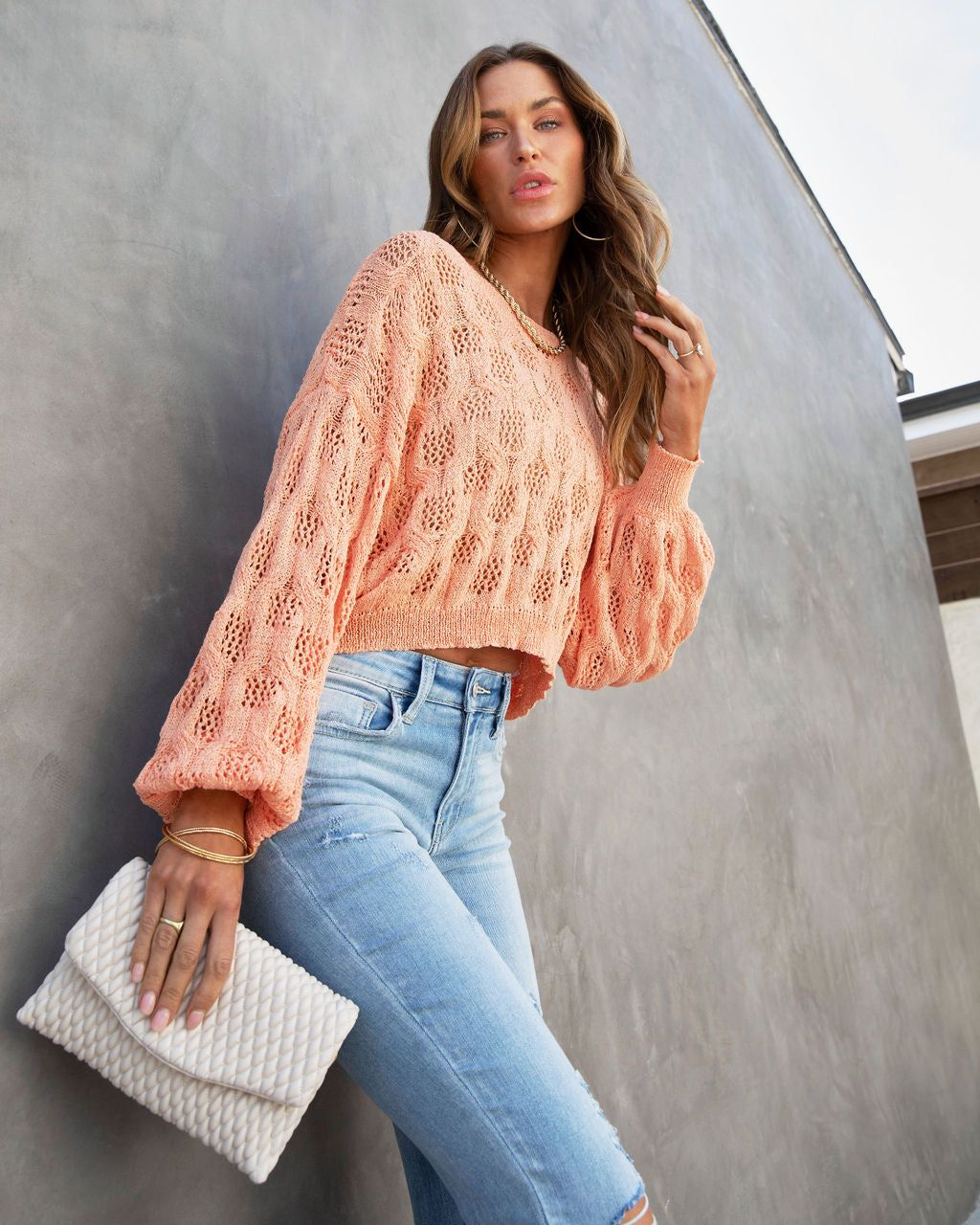 Caroline Knit Crop Sweater - Orange - FINAL SALE sold by Vici product image thumbnail 6
