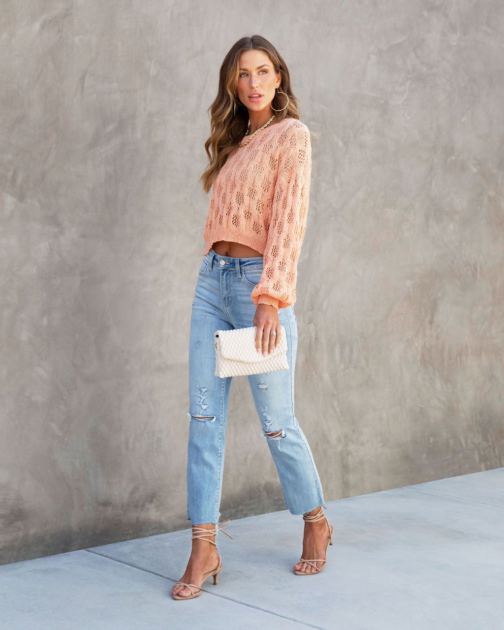 Caroline Knit Crop Sweater - Orange - FINAL SALE sold by Vici product image thumbnail 5