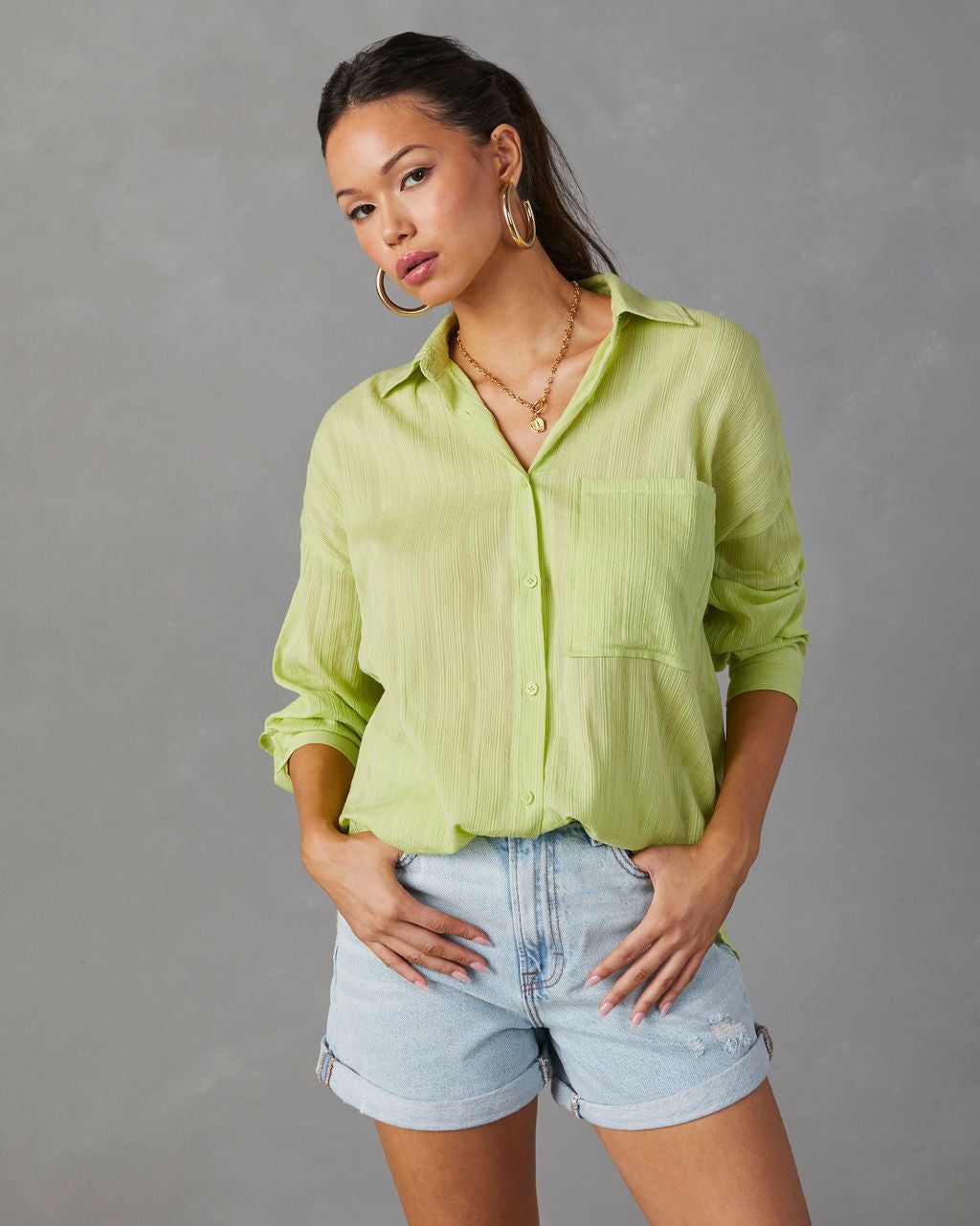 Karyn Button Down Top sold by Vici