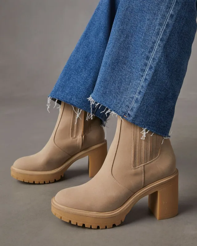 Vico Chunky Ankle Boots - Taupe sold by Vici