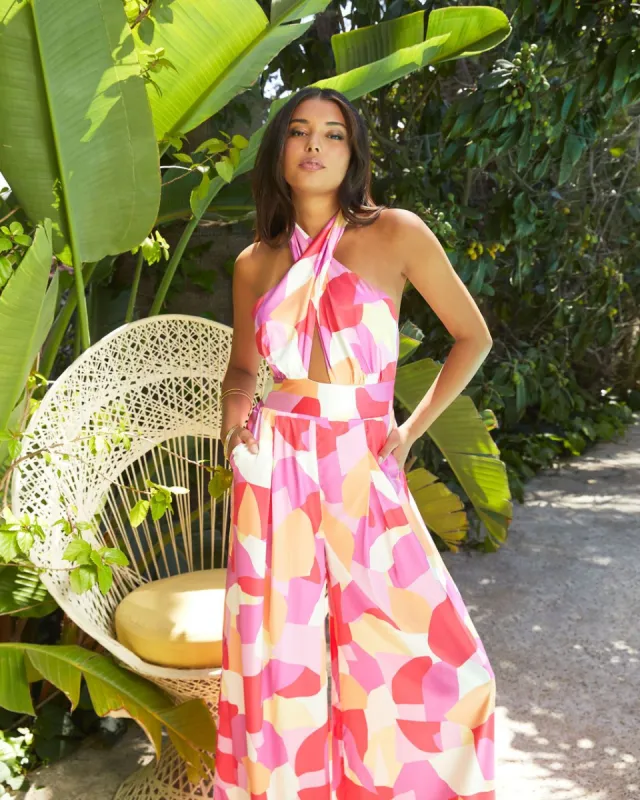 Patricio Satin Pocketed Halter Jumpsuit sold by Vici