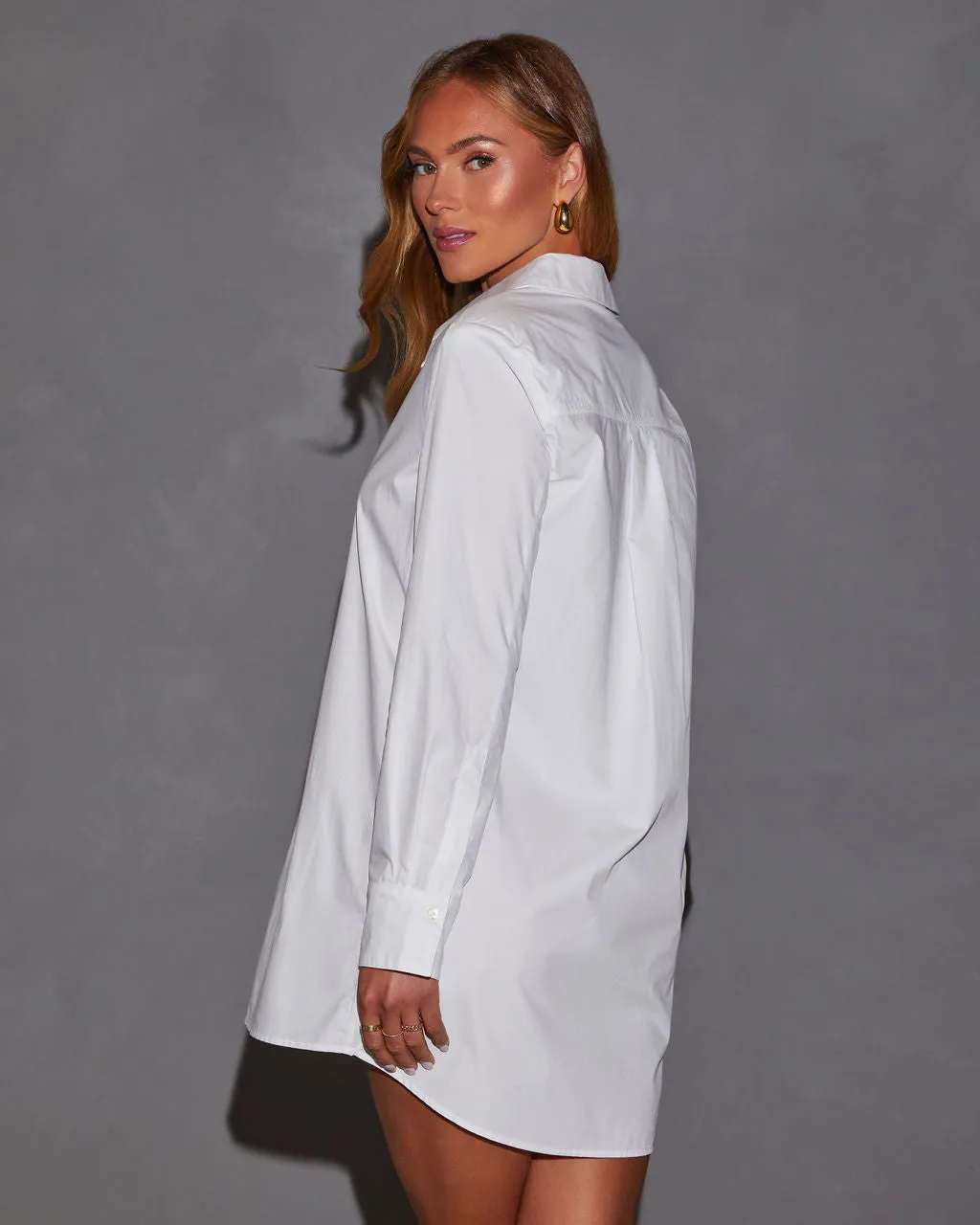 Halia Collared Button Down Mini Shirt Dress sold by Vici product image thumbnail 4