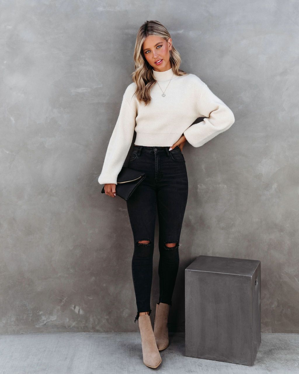 Feelings Knit Mock Neck Pullover Sweater sold by Vici product image thumbnail 5