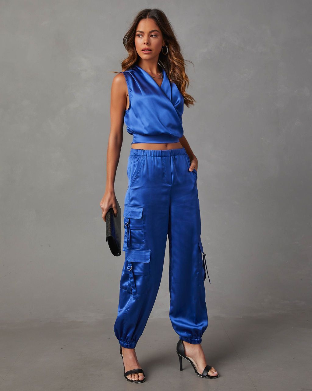 Satin Wrap Front Sleeveless Blouse sold by Vici product image thumbnail 4