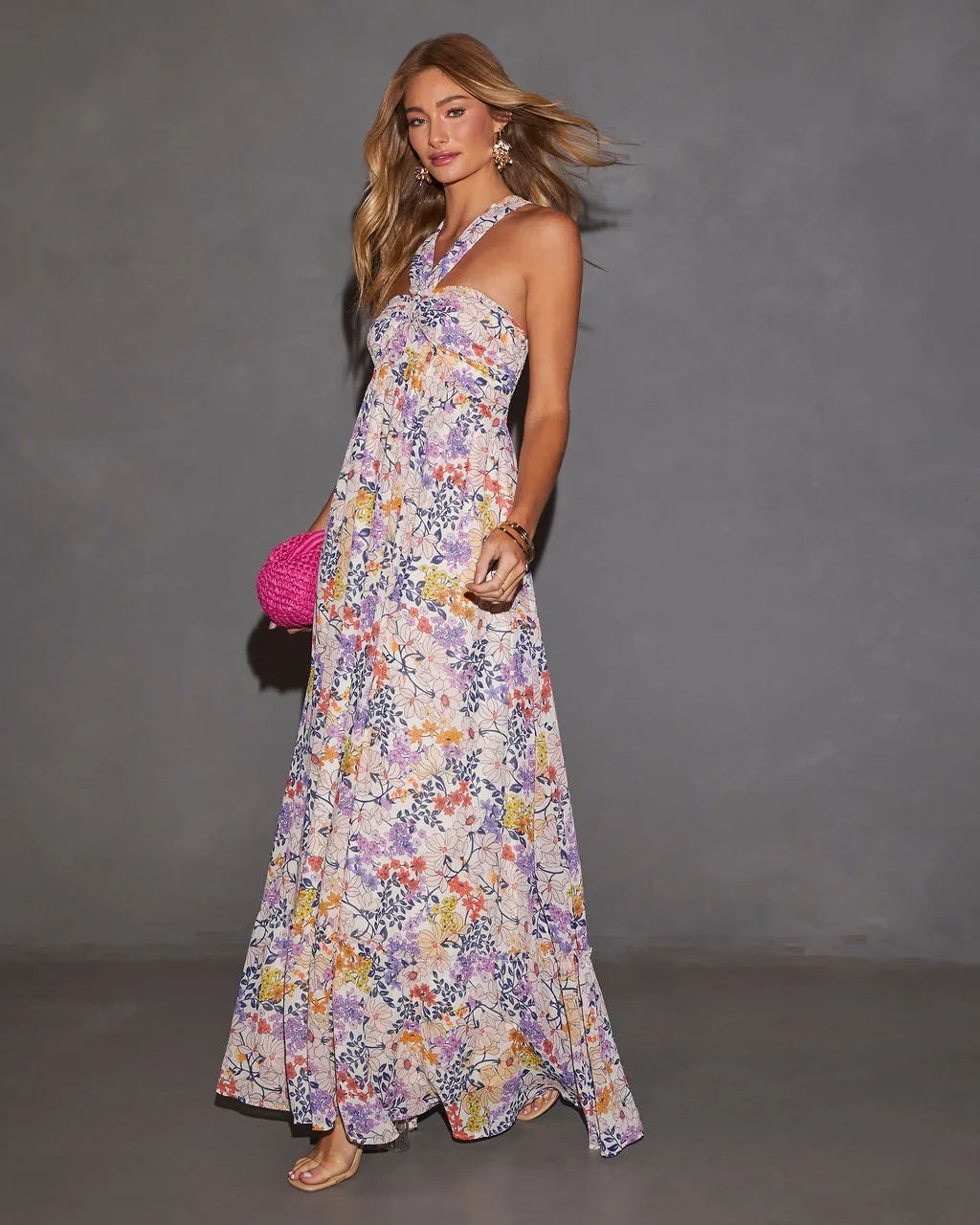Aulani Halter Neck Printed Empire Maxi Dress sold by Vici