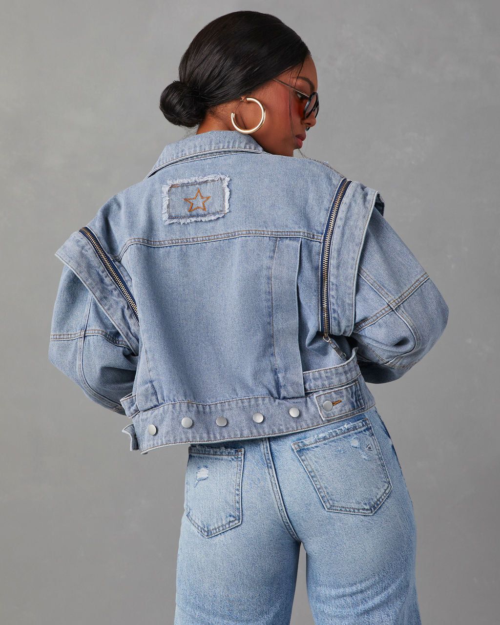 Merridan Convertible Zipper Denim Jacket - FINAL SALE sold by Vici product image thumbnail 2