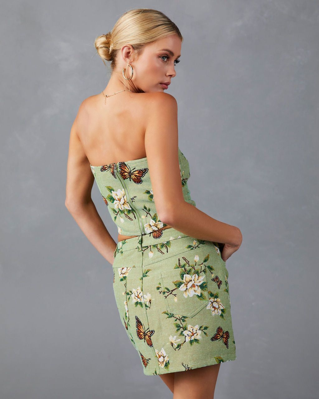 Field Of Butterflies Strapless Crop Top sold by Vici product image thumbnail 2