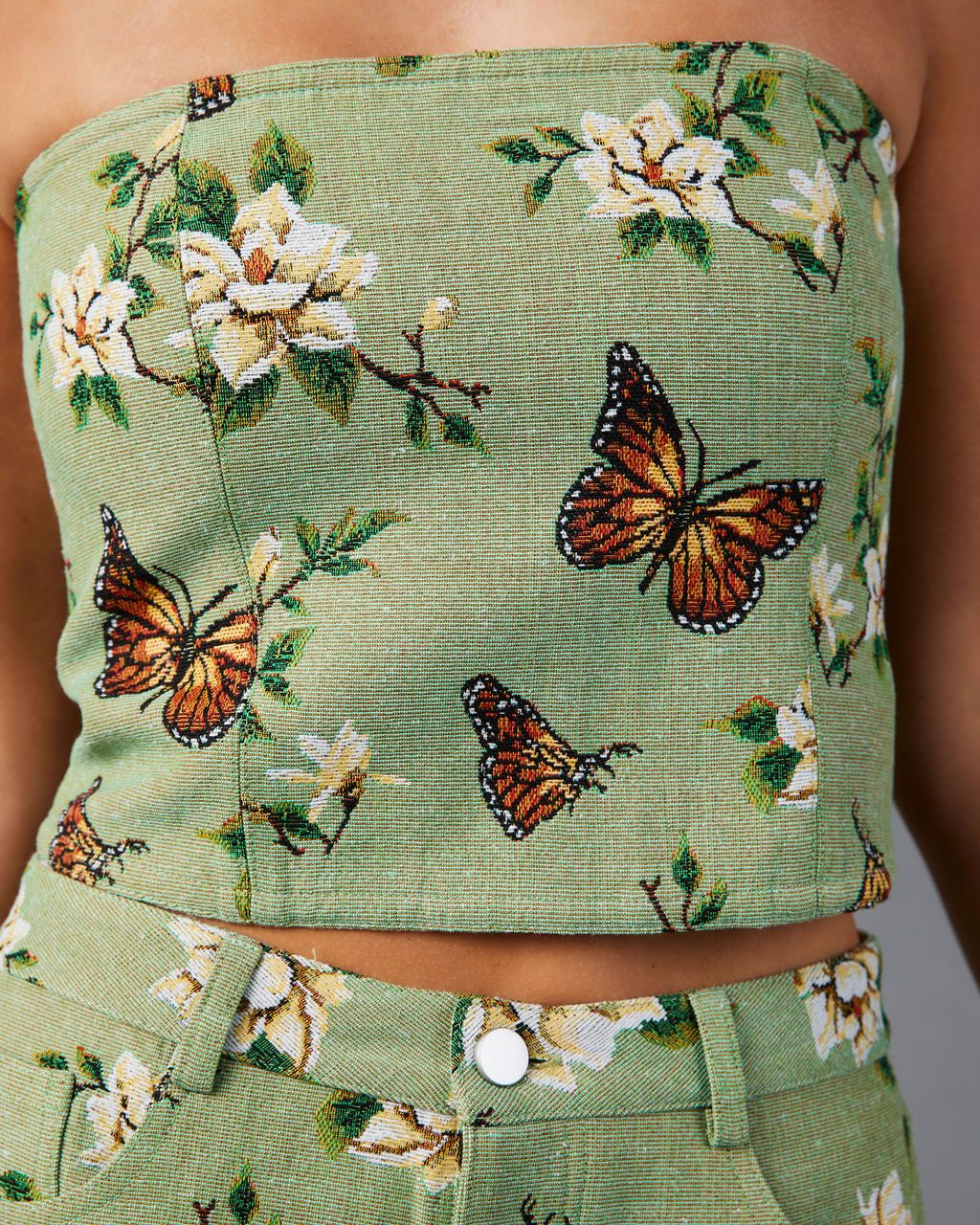 Field Of Butterflies Strapless Crop Top sold by Vici product image thumbnail 3