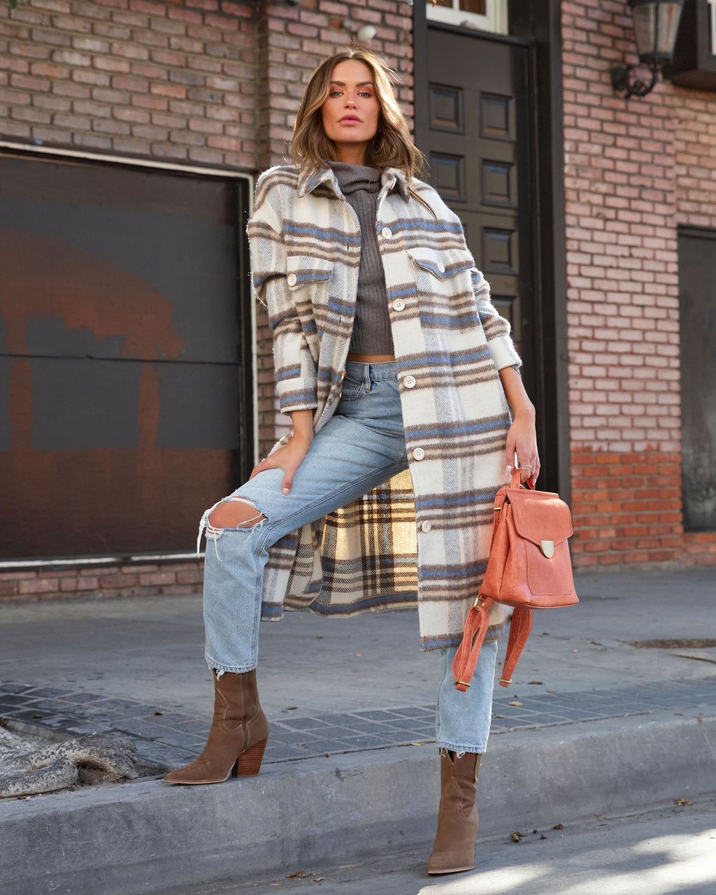 Manchester Plaid Pocketed Coat sold by Vici