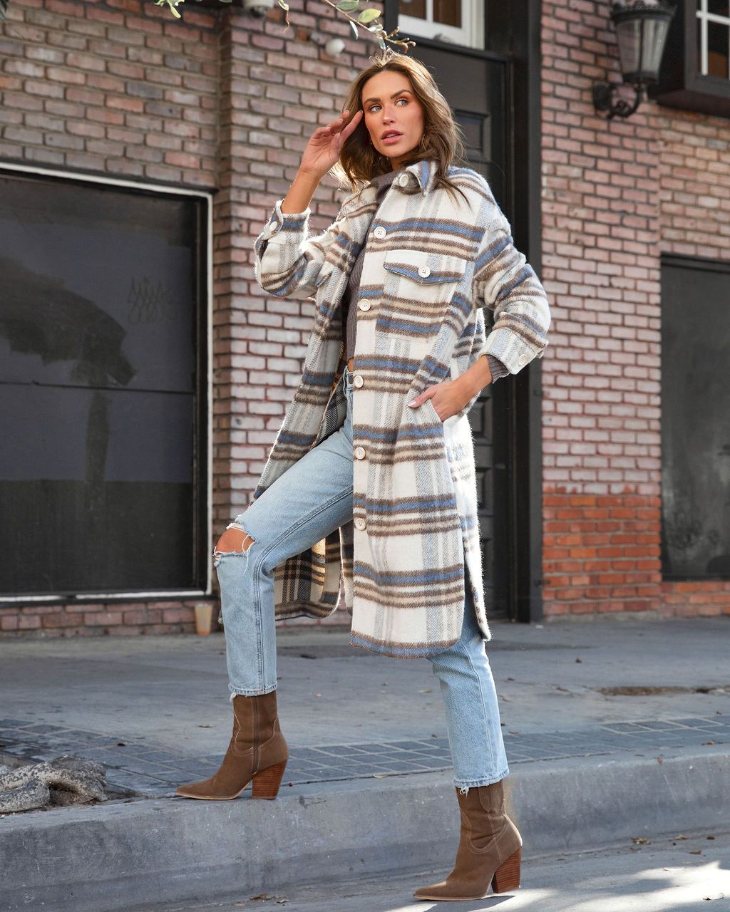 Manchester Plaid Pocketed Coat sold by Vici product image thumbnail 6