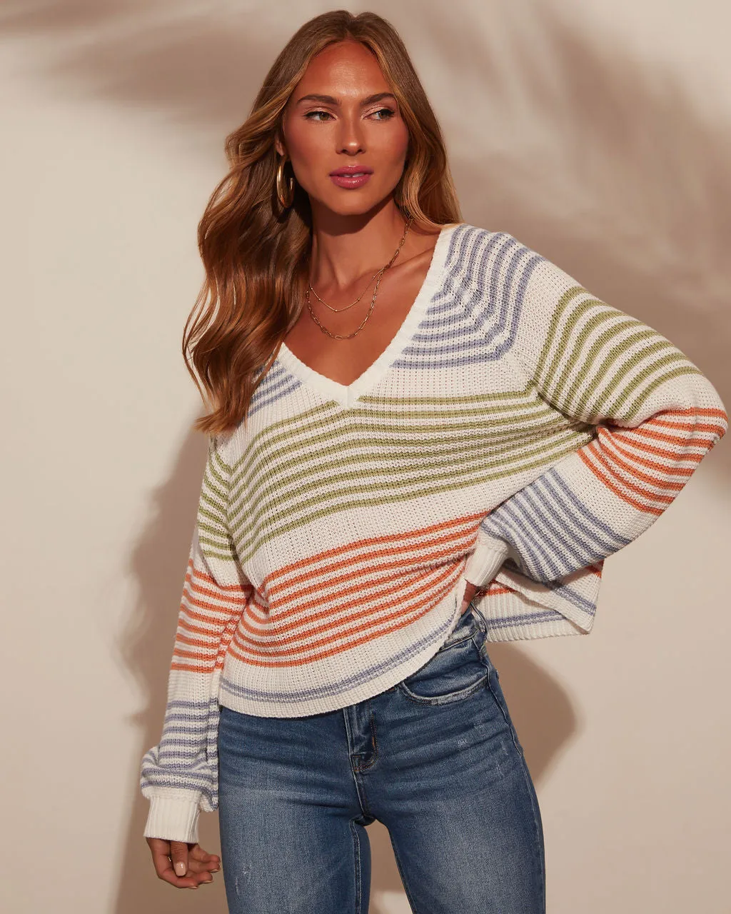 Yara Striped Oversized Pullover Sweater sold by Vici