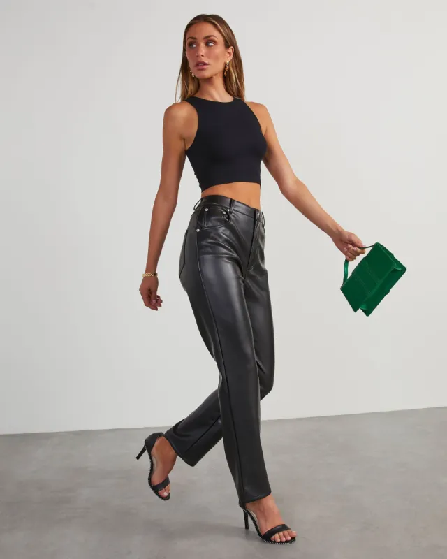 Claudette Faux Leather Pocketed High Waisted Pants sold by Vici