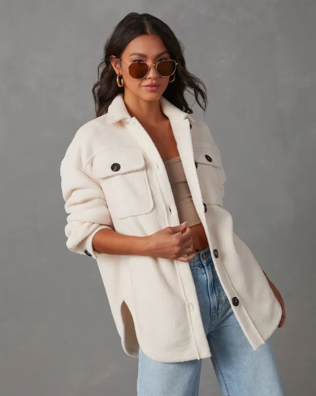 Down To Cuddle Cozy Shacket - Ivory sold by Vici
