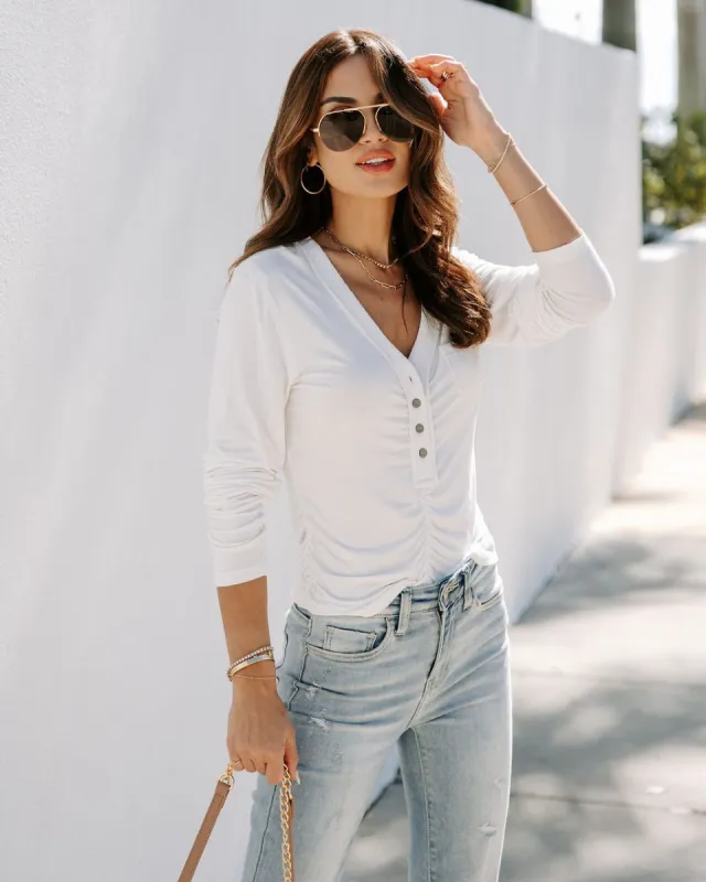 Kaia Henley Long Sleeve Top - White - FINAL SALE sold by Vici