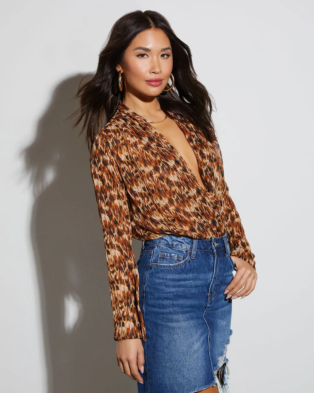 Deana Printed Long Sleeve Bodysuit sold by Vici product image thumbnail 3