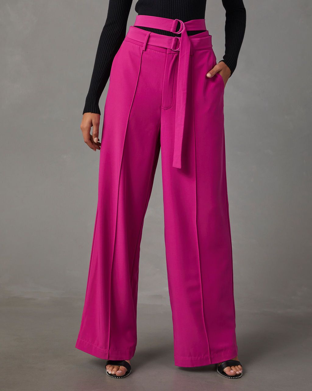Juliana Double Belted Trouser Pants - Magenta sold by Vici product image thumbnail 5