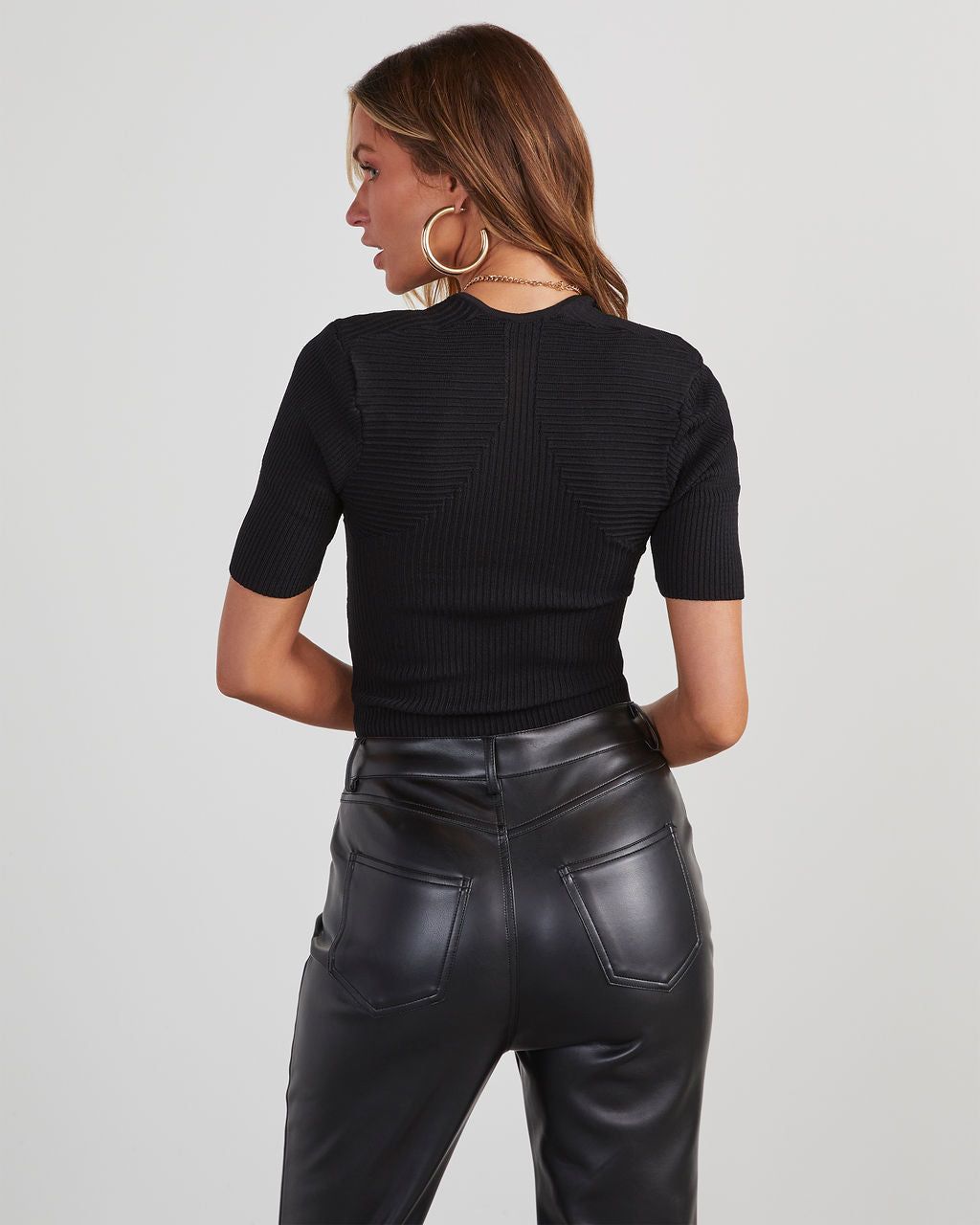 Katelyn Sweater Knit Crop Top - Black sold by Vici product image thumbnail 4