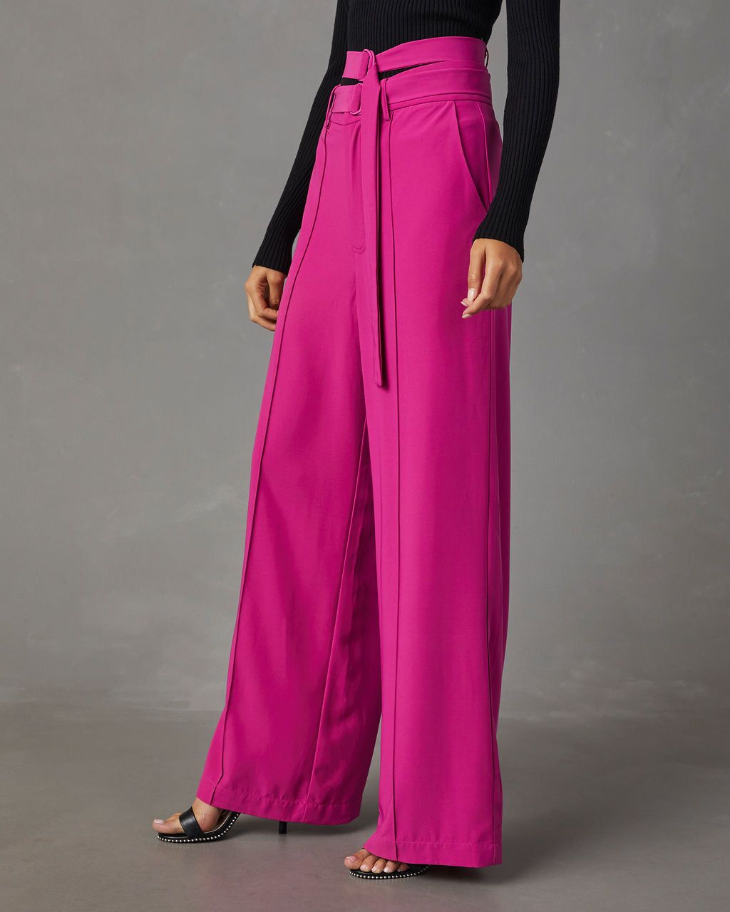 Juliana Double Belted Trouser Pants - Magenta sold by Vici product image thumbnail 3