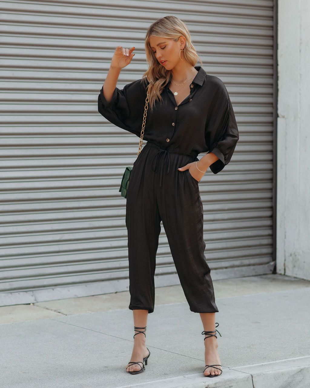 Ruby Pocketed Satin Jumpsuit - FINAL SALE sold by Vici