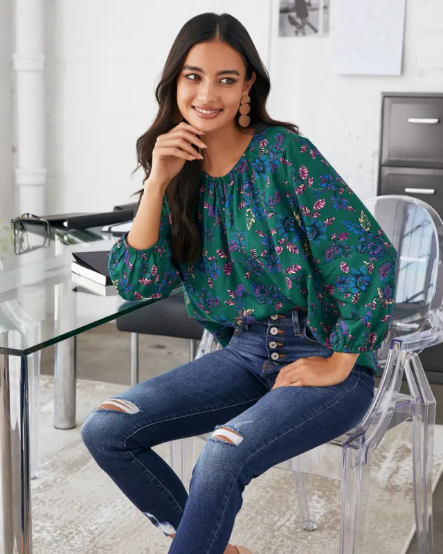 Sundale Floral Split Neck Blouse - FINAL SALE sold by Vici