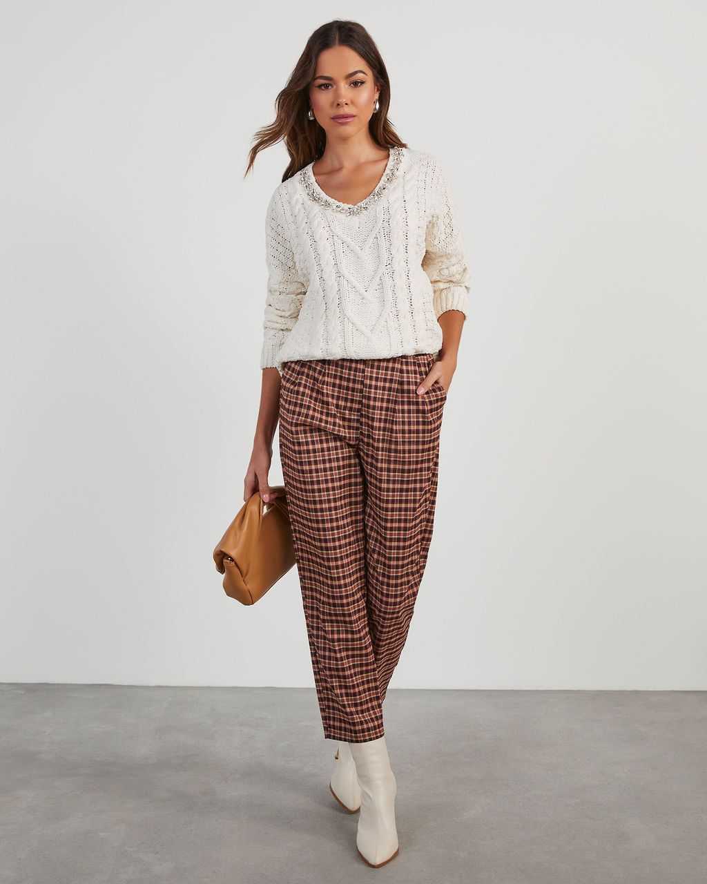 Carlton Embellished Cable Knit Sweater sold by Vici product image thumbnail 4