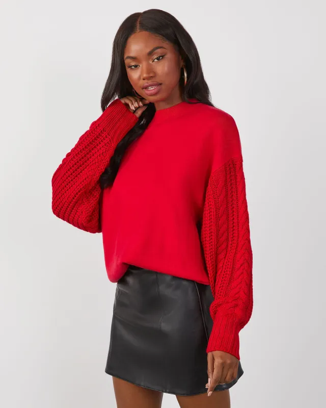 Luke Contrast Cable Knit Sweater sold by Vici