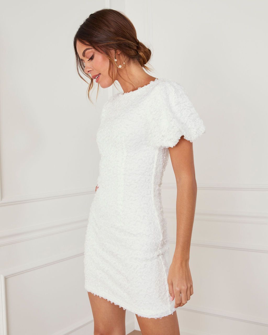 Julissa Textured Mini Dress - White sold by Vici product image thumbnail 5