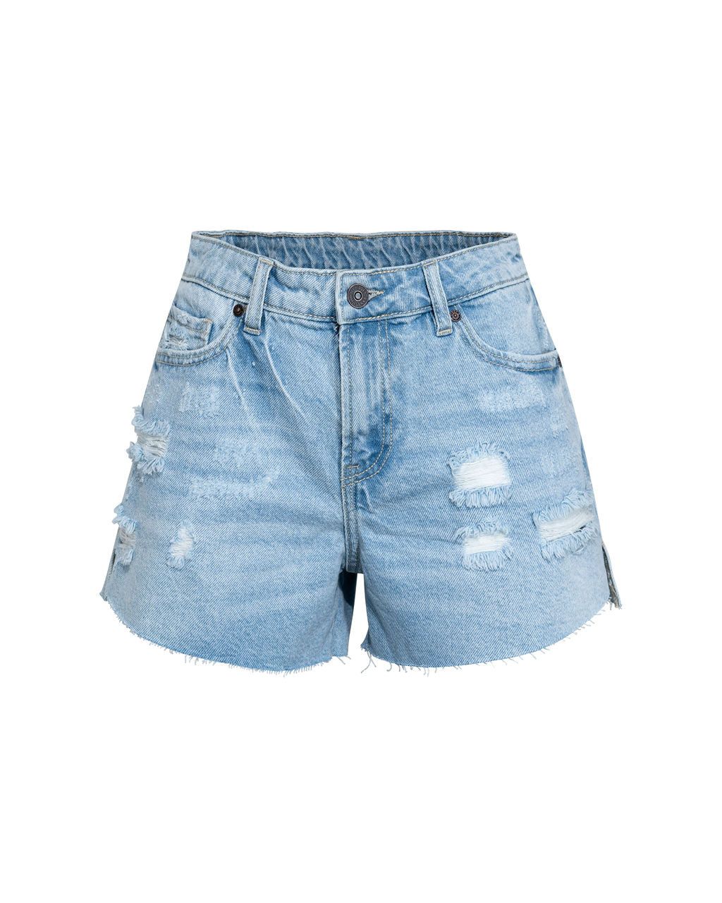 Shiva High Rise Distressed Denim Shorts sold by Vici product image thumbnail 3