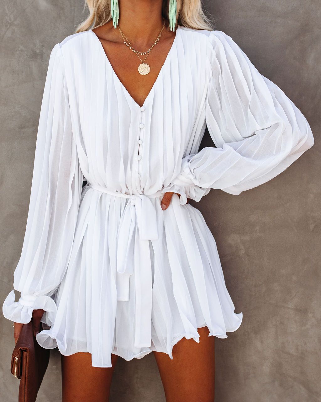 Found Love Pleated Romper - White - SALE sold by Vici product image thumbnail 8