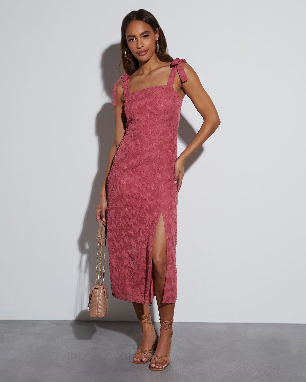 Lisbeth Tie Straps Midi Dress sold by Vici product image thumbnail 5
