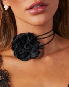 The Chosen Flower Tie Choker Necklace - Black - FINAL SALE sold by Vici