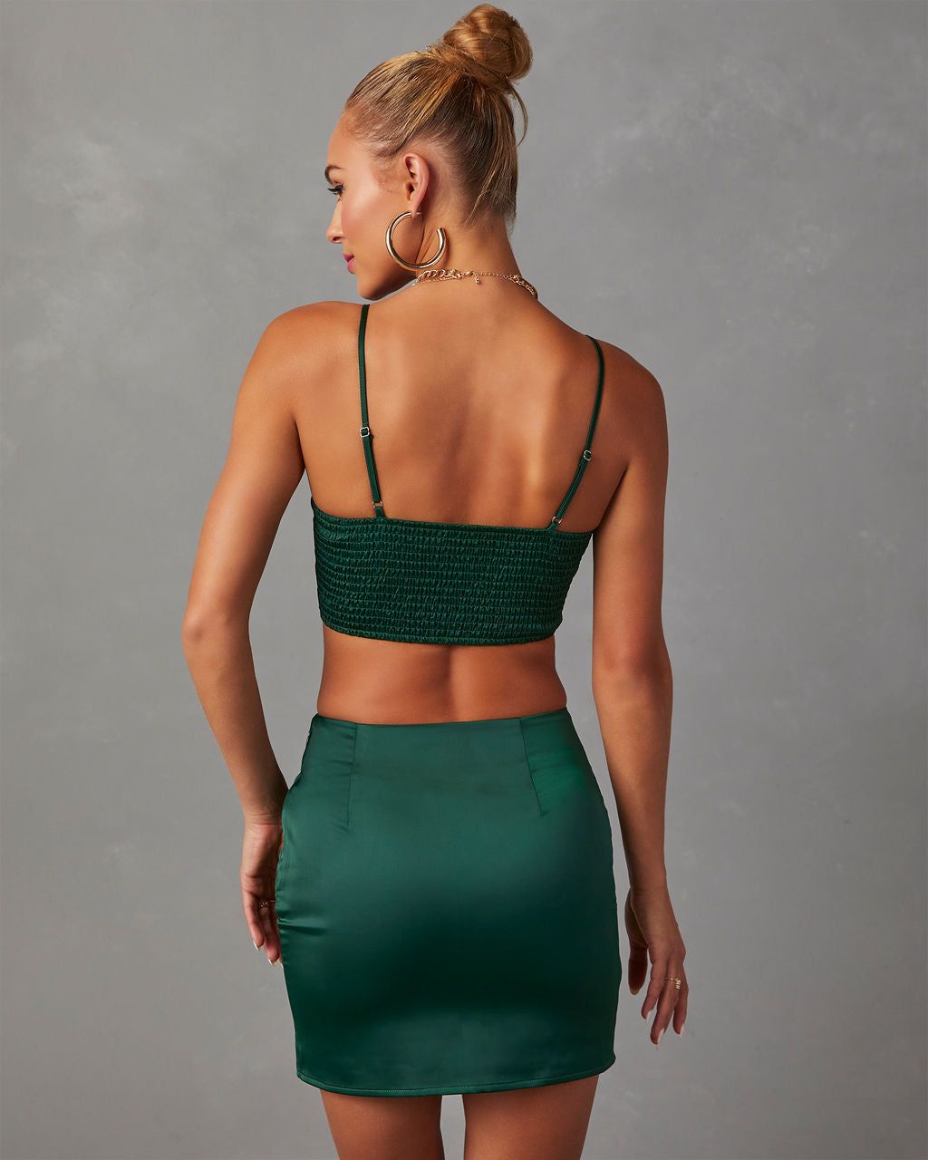 Kaito Satin Crop Tank - Dark Green sold by Vici product image thumbnail 4