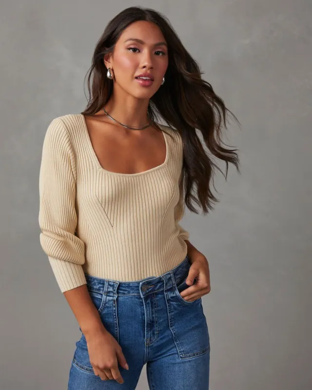 Keller Balloon Sleeve Ribbed Sweater - Ivory sold by Vici