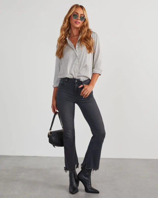 Morton Cropped Frayed Hem Jeans - Black sold by Vici