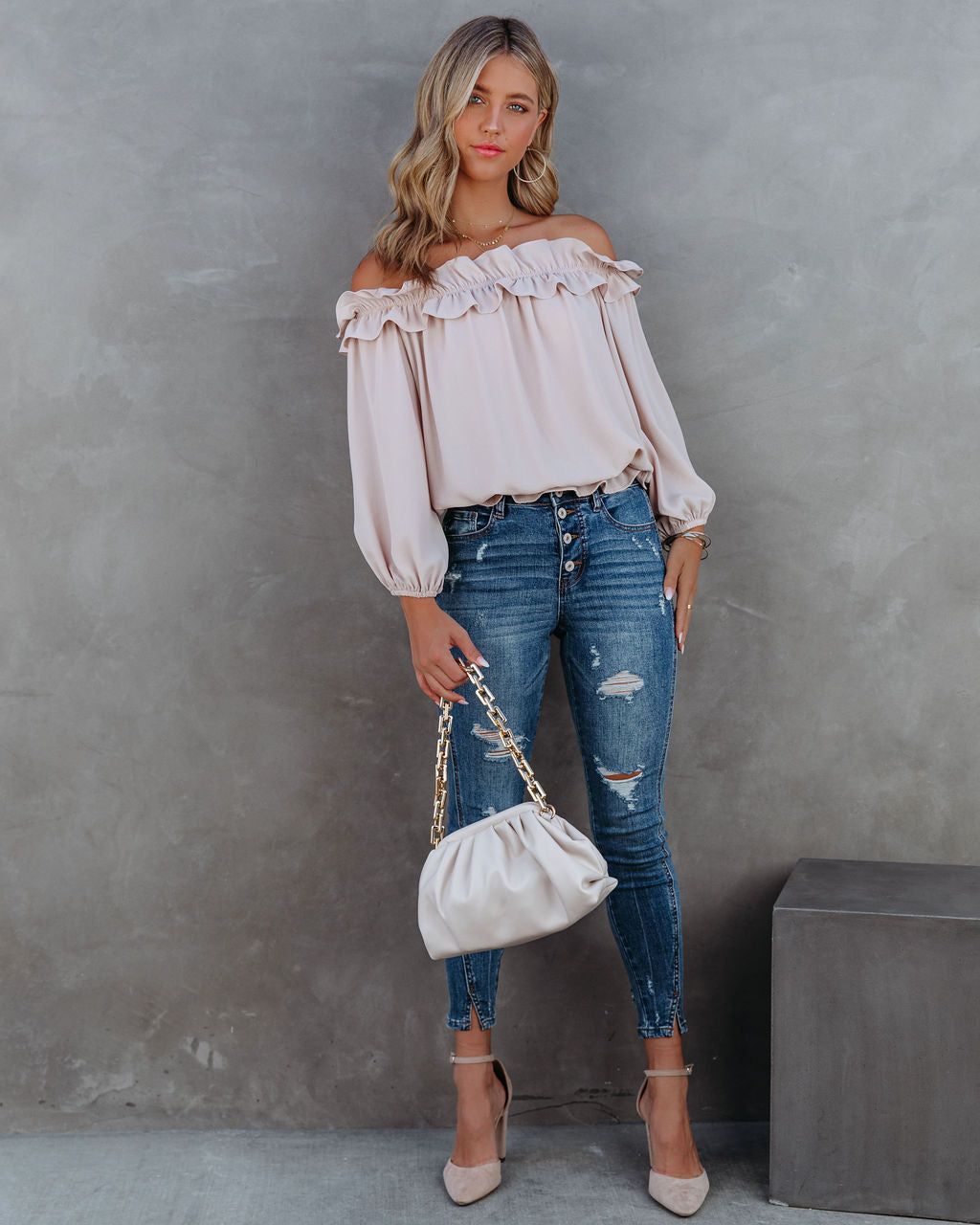 Lalette Off The Shoulder Ruffle Blouse - Ecru - FINAL SALE sold by Vici product image thumbnail 5