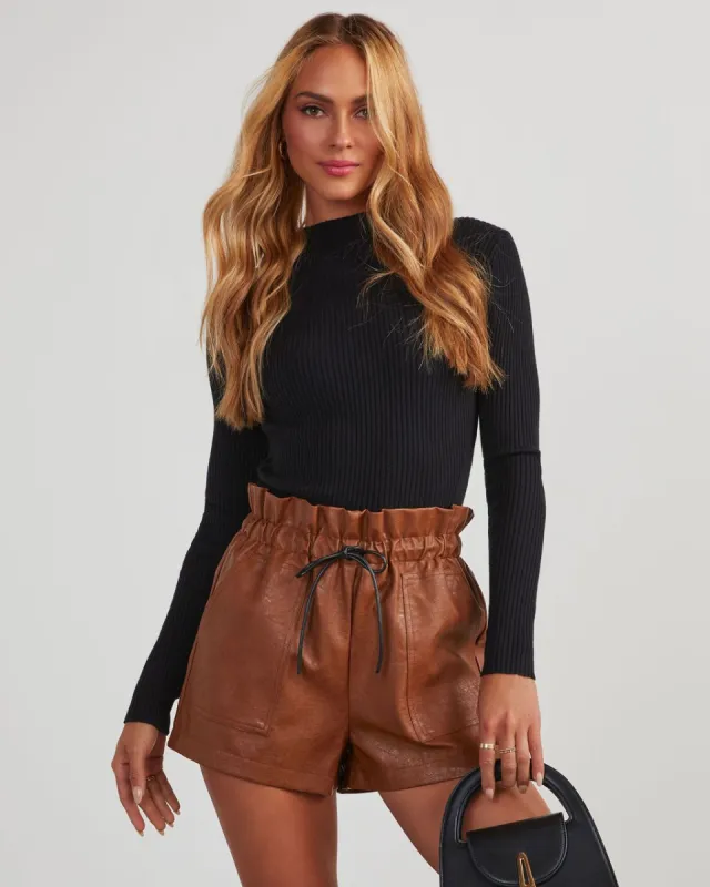 Tobey Ribbed Mock Neck Sweater - Black sold by Vici