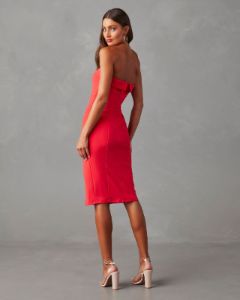 All Or Nothing Strapless Midi Dress sold by Vici
