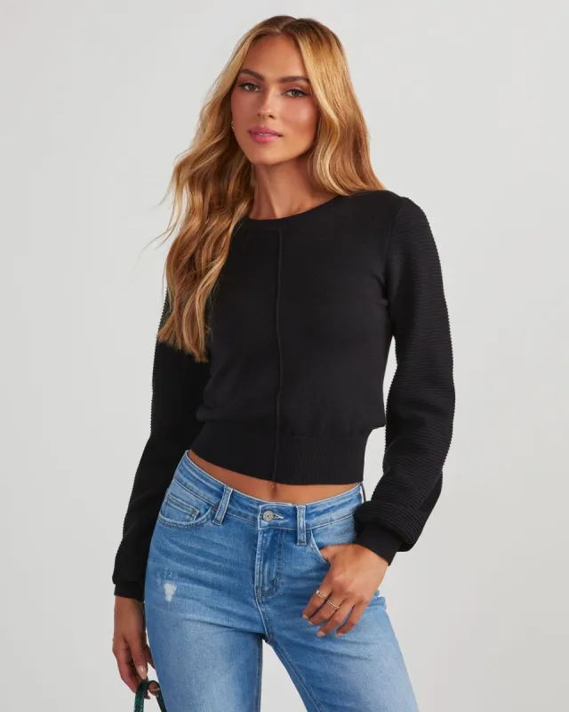 Roane Cropped Pullover Sweater - Black sold by Vici