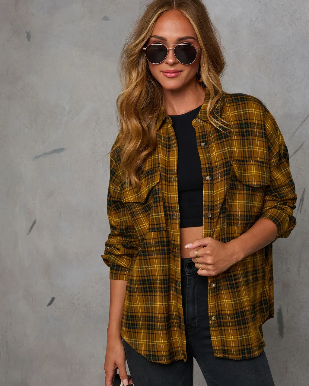 Weekend Groove Plaid Button Down Top sold by Vici product image thumbnail 5