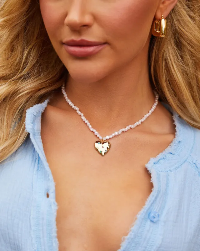 Cristina Beaded Heart Pendant Necklace sold by Vici