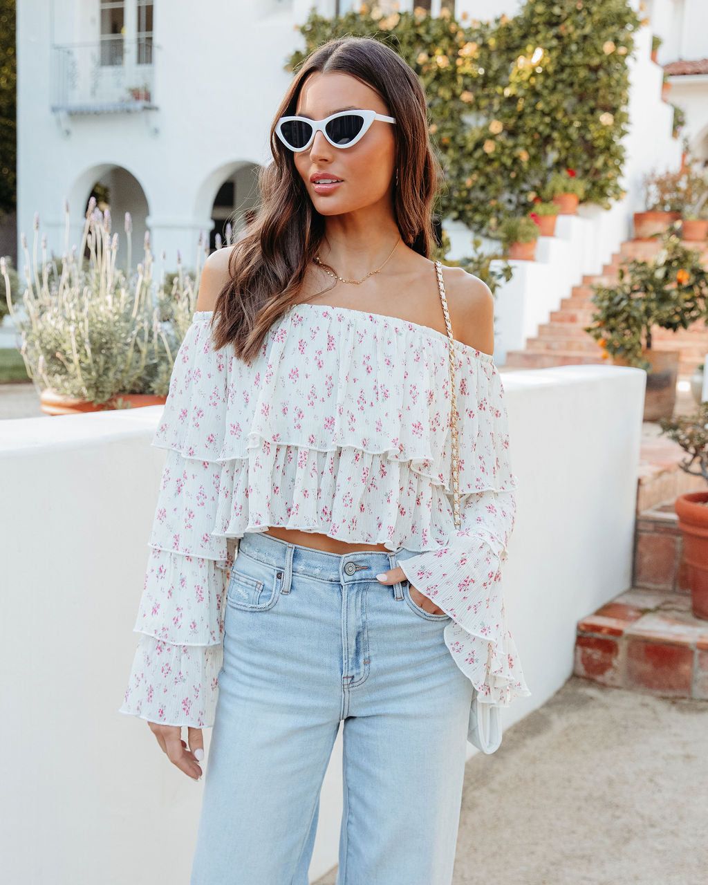 Willah Floral Tiered Off The Shoulder Top sold by Vici product image thumbnail 2