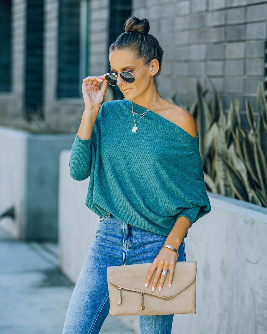 Grateful Dolman Knit Top - Dusty Teal - FINAL SALE sold by Vici