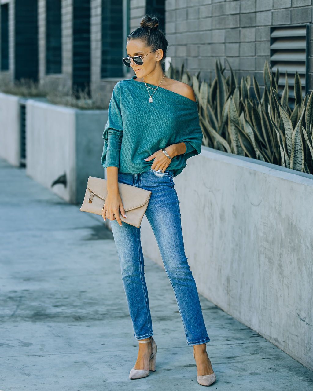 Grateful Dolman Knit Top - Dusty Teal - FINAL SALE sold by Vici product image thumbnail 9