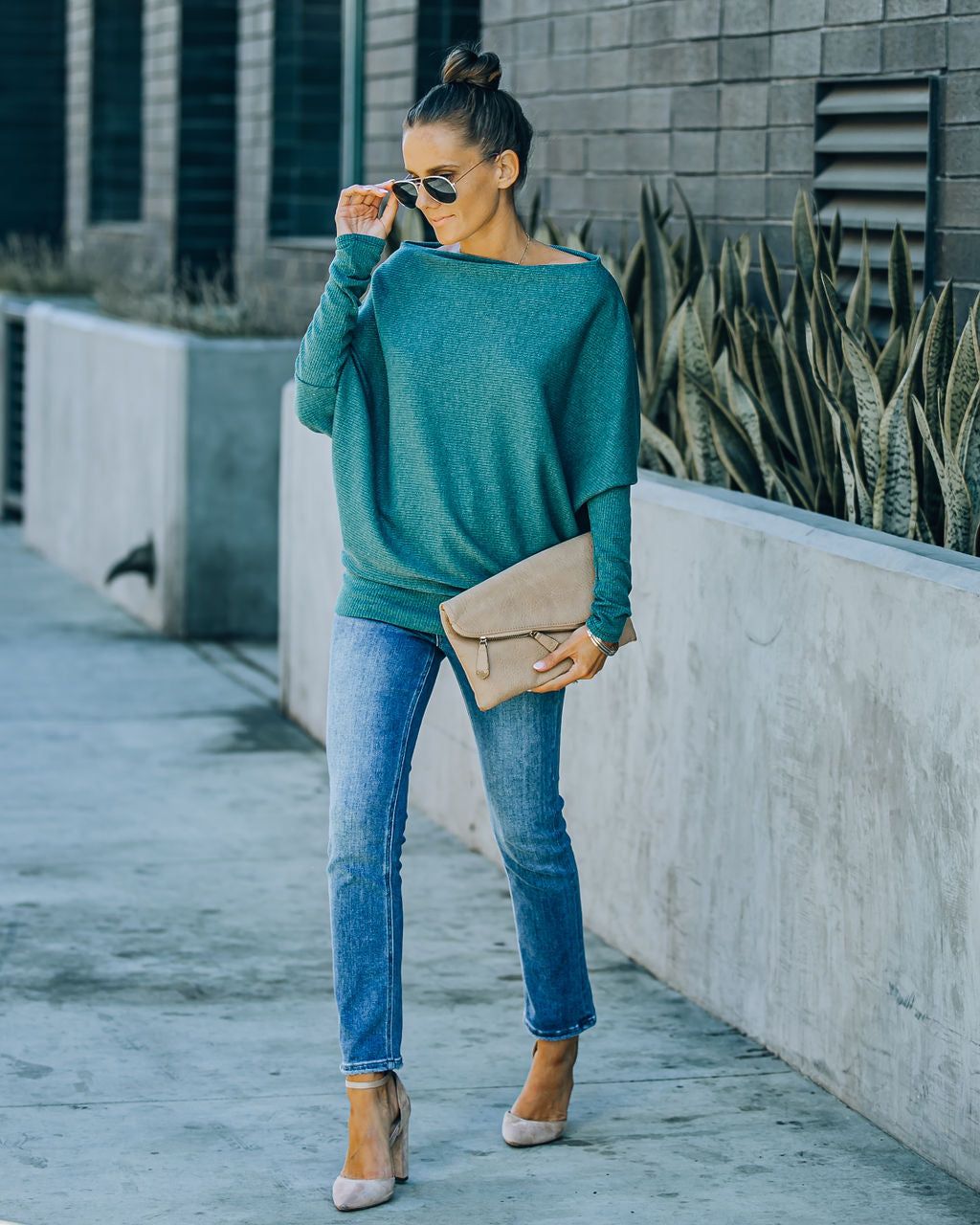 Grateful Dolman Knit Top - Dusty Teal - FINAL SALE sold by Vici product image thumbnail 11