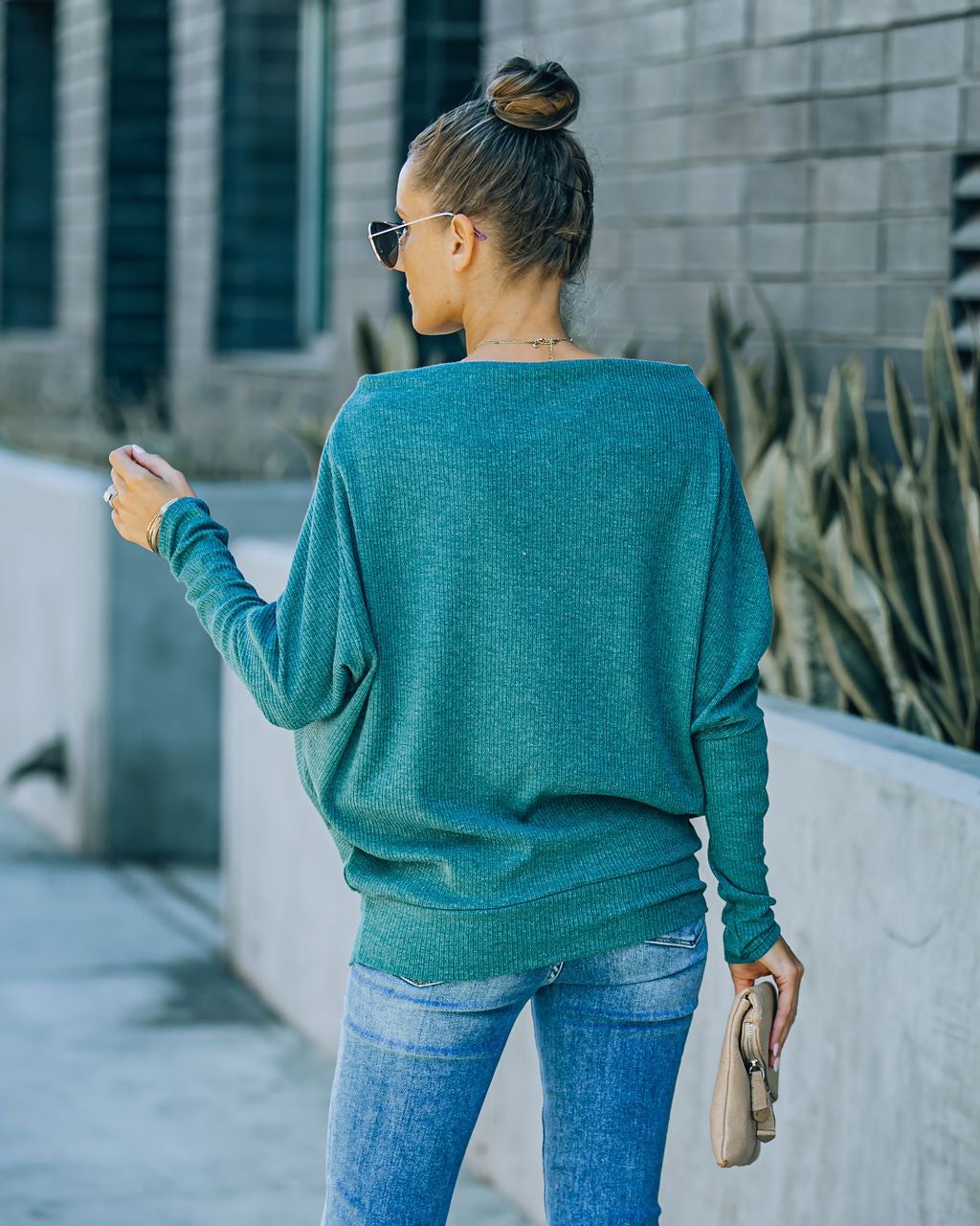 Grateful Dolman Knit Top - Dusty Teal - FINAL SALE sold by Vici product image thumbnail 2