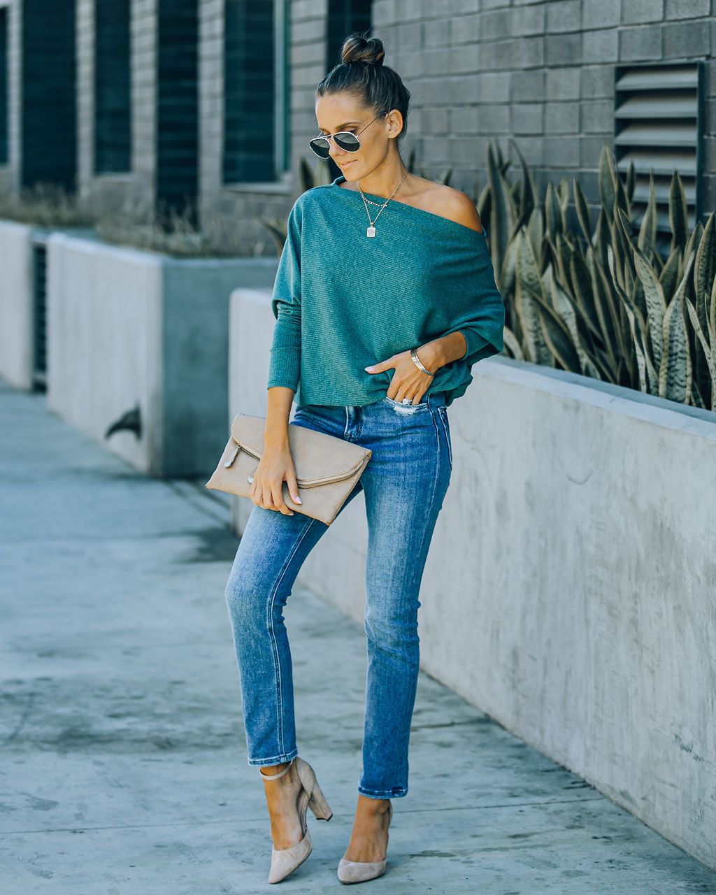 Grateful Dolman Knit Top - Dusty Teal - FINAL SALE sold by Vici product image thumbnail 7